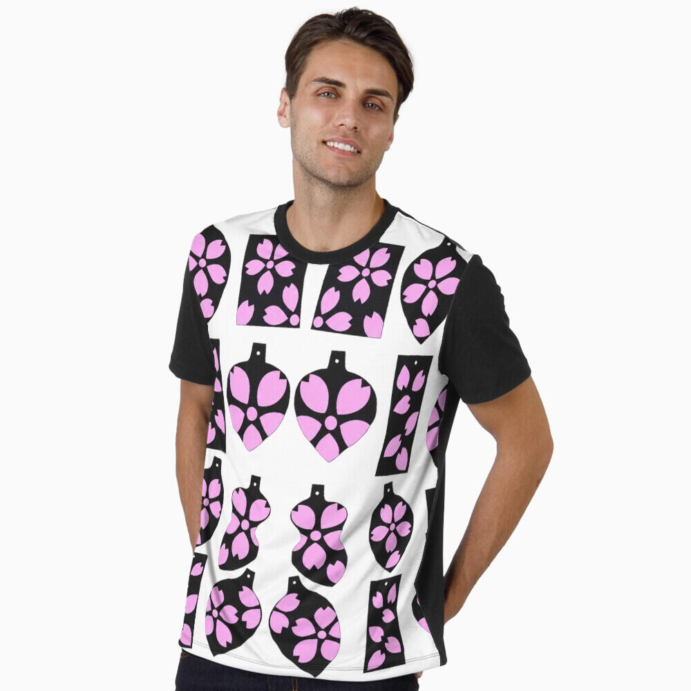 **Sakura Pink** A delicate black and soft pink textile pattern inspired by cherry blossoms and cacao forms.